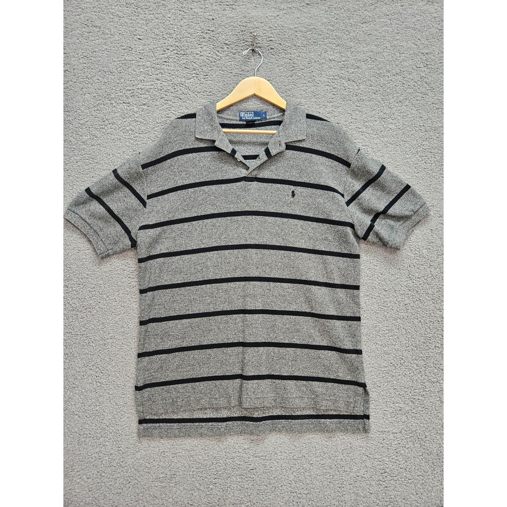 Polo Ralph Lauren Polo L Gray Black Stripe Preppy 90s Dadcore Old Money Golf Ivy